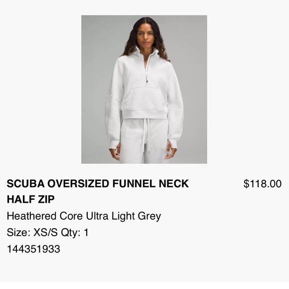 Lululemon Athletica Light Gray Women's Quarter-Zip Hoodie - Picture 4 of 4